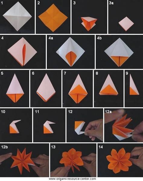 Easy Origami Flower Origami Flowers Tutorial Origami Diagrams