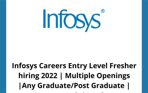 Infosys Careers Entry Level Fresher Hiring Multiple Openings