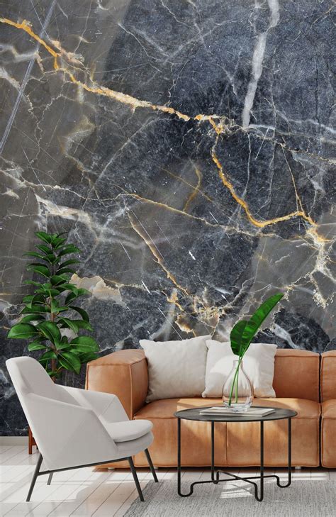 Grey With Gold Marble Wallpaper Wallsauce Ca Marble Wall Mural