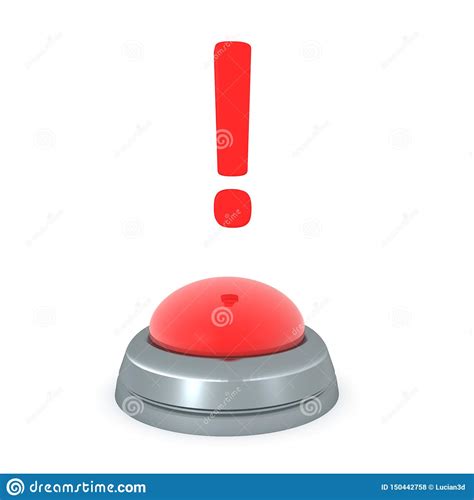 3d Rendering Of Red Button With Exclamation Point Above