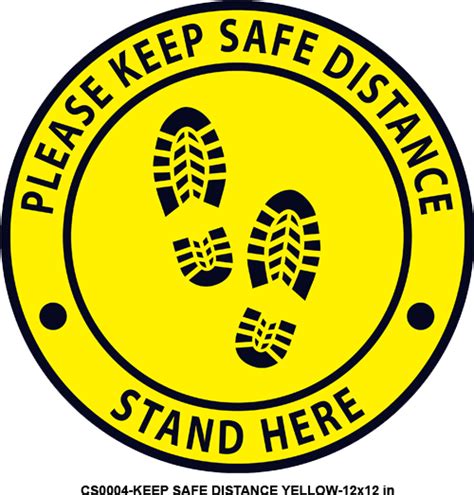 Covid Stickers Cs0004 Keep Safe Distance Yellow