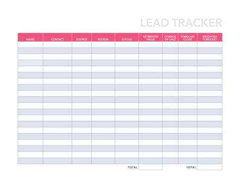 Free Lead Tracking Template Printable Templates