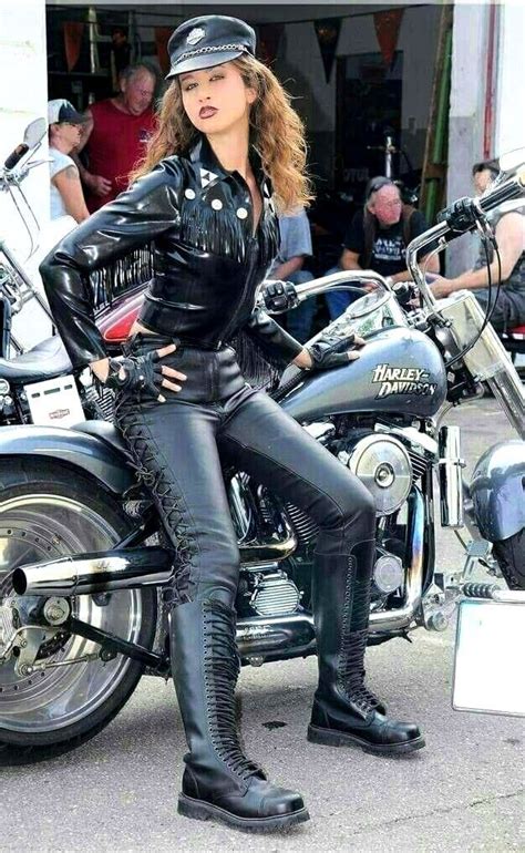 Princess Fatale In Leather Biker Outfit In 2022 Leather Outfits Women Biker Outfit Biker Girl