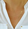 Cross Necklace Women Sideways Cross Necklace Gold Cross | Etsy India
