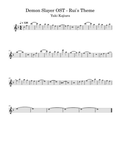 Demon Slayer Ost Ruis Theme Sheet Music For Flute Solo