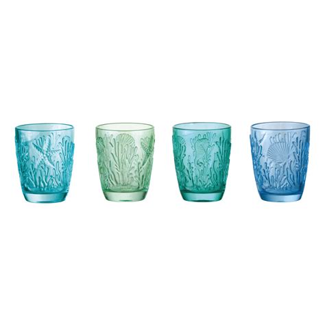 Artland Glass Set Of 4 Marine Tumblers Kings And Queens