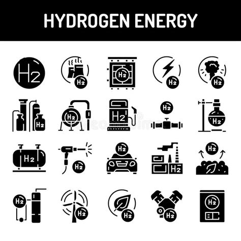 Hydrogen Energy Line Icons Set Isolated Vector Element Isolated