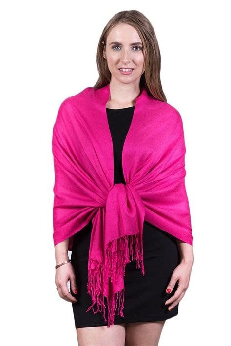 Pure Solid Pashmina Shawl Scarf Silky Soft Opaque Hot Pink