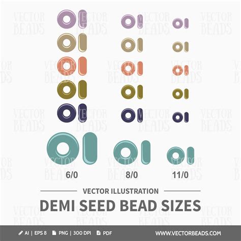 Vector Clipart Pack Of Demi Round Seed Beads Instant Download Etsy