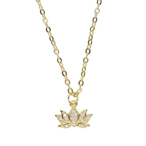 2018 Yoga Jewelry Cz Lotus Flower Pendant Necklace Gold Color Charm