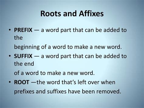 Ppt Roots And Affixes Powerpoint Presentation Free Download Id1892552