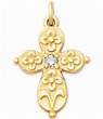 James Avery 14K Gold Floret Cross Charm with Diamond | Dillard's