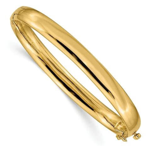 14k 14kt Yellow Gold 77mm Polished Solid Hinged Bangle Bracelet 650 Inch Ebay