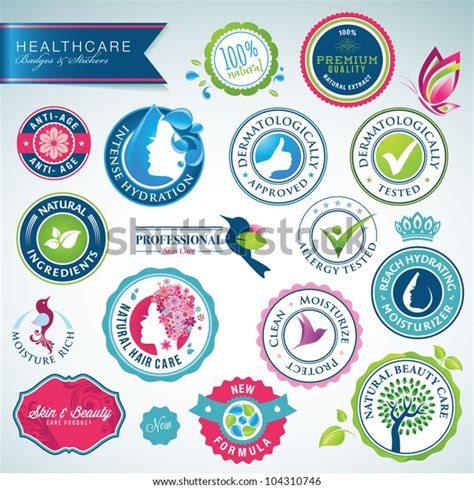 Set Health Care Badges Stickers Stock Vector Royalty Free 104310746