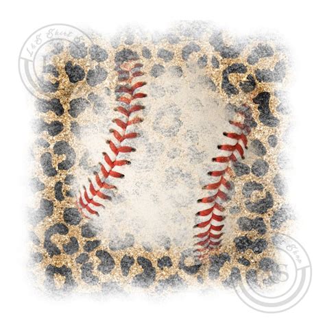 Baseball Leopard Print Brush Stroke Clip Art Png  Digital Etsy