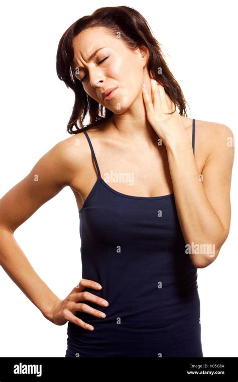 Woman With Neck Pain Stock Photo Alamy