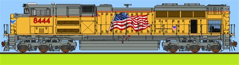 Union Pacific 8444 Flag Sd70ace Trainiax Drawing By Awvrman767 On