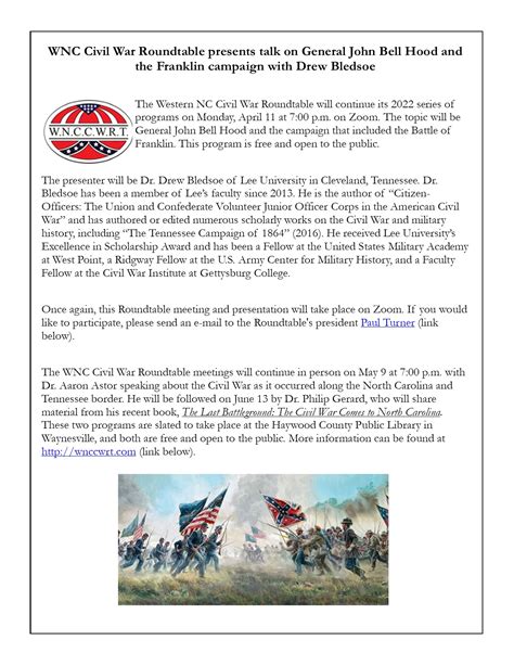 Western North Carolina Civil War Round Table Wnc Civil War Roundtable