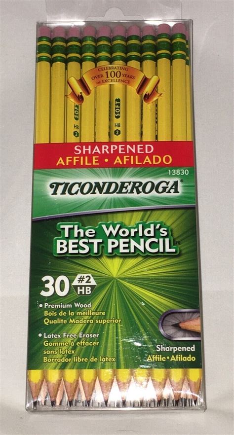 Ticonderoga Pencils Wood Cased Graphite Hb Soft Pre Sharpened Yellow