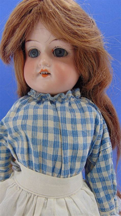 Antique Bisque Doll Shoulderhead Marseille German 17 Kid Leather Home