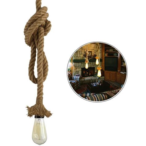 Retro Hemp Rope Pendant Lights Vintage Loft Industrial Hanging Lamp