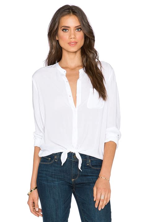 Splendid Voile Tie Front Blouse In White Lyst
