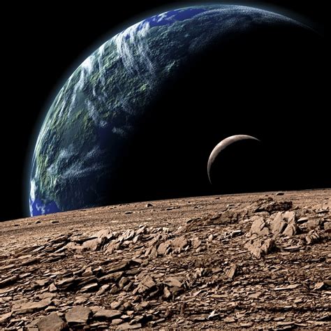 Thepostercorp An Artist S Depiction Of An Earth Like Planet In Deep Space With An Orbiting Moon