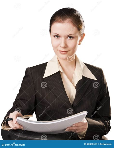 Portrait Of Writing Business Woman Isolated Stock Image Image Of