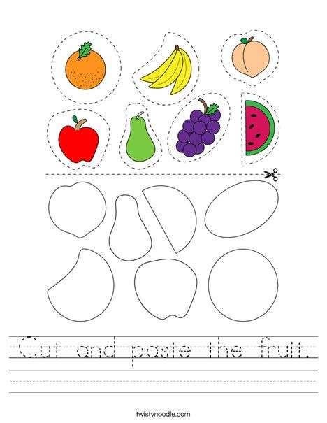 Cut And Paste The Fruit Worksheet Twisty Noodle
