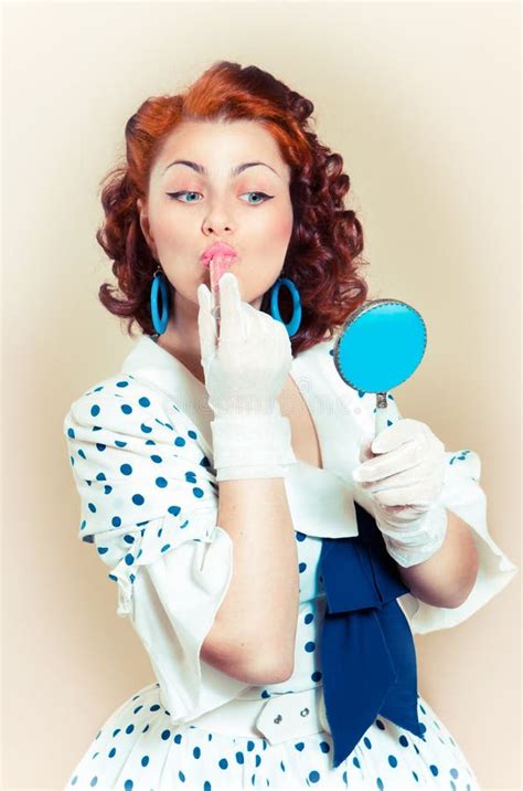 Sailor Pin Up Girl With Bright Make Up Stock Image Image Of Looking