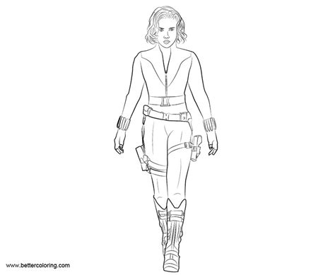 Black Widow In Avengers Coloring Page Free Printable Coloring Pages