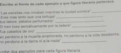 Solved Escribe Al Frente De Cada Ejemplo A Que Figura Literaria