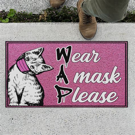 Funny Cat Wear A Mask Please Doormat Cute Cat Welcome Mat Etsy