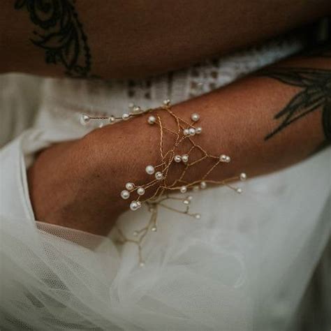 Coral Statement Cuff Wedding Bracelet With White Pearls Bish Bosh Becca