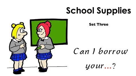 Can I Borrow Your School Supplies Set 3 Easy English Practice Esl Youtube