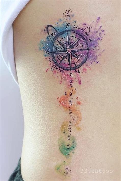 A Guide To Compass Tattoo With Cool Design Ideas Watercolor Compass