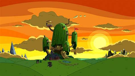 Cartoon Network Sunset Nature Houses Adventure Time 1920x1080 Network