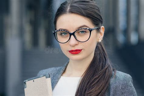 Close Up Portrait Of A Gorgeous Young Woman Wearing Glasses Beauty
