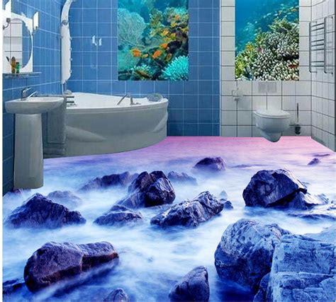 3d Bathroom Wallpaper Waterproof Reef Bathroom Floor 3d