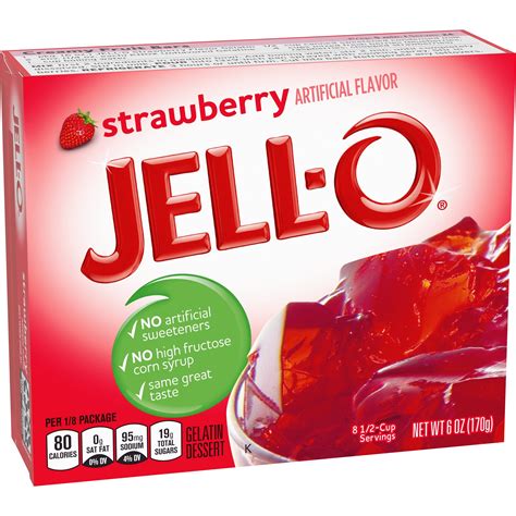 Jell O Strawberry Instant Gelatin Mix 6 Oz Box