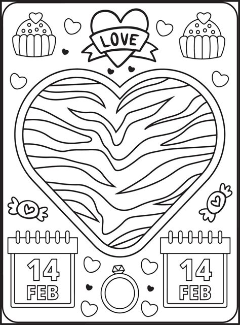 Valentines Day Coloring Pages For Kids 16925023 Vector Art At Vecteezy