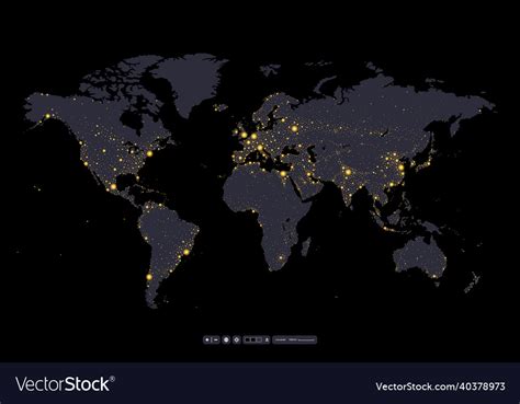 Earth Night Map With Lights Royalty Free Vector Image