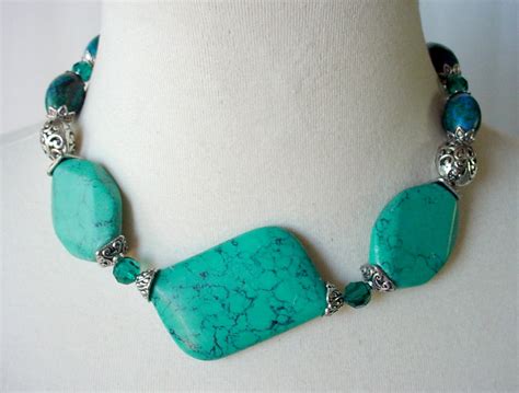 Chunky Turquoise Necklace Large Bead Statement Necklace