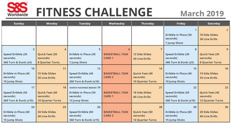 March Printable Fitness Challenge Calendar Sands Blog