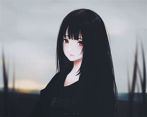 Hd Wallpaper Black Haired Female Character Anime Anime Girls Original Characters Wallpaper