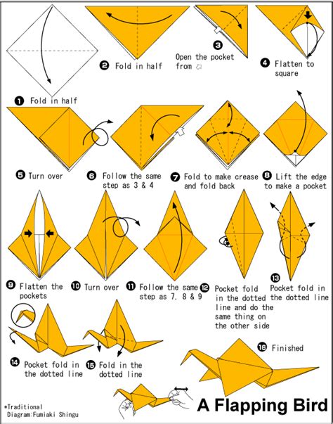 Origami Flapping Bird Origami Flapping Bird Origami Patterns