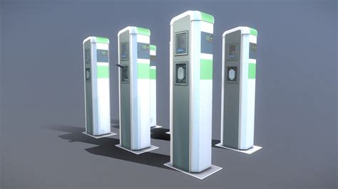 Electric Vehicle Charging Station 1 Low Poly Buy Royalty Free 3d