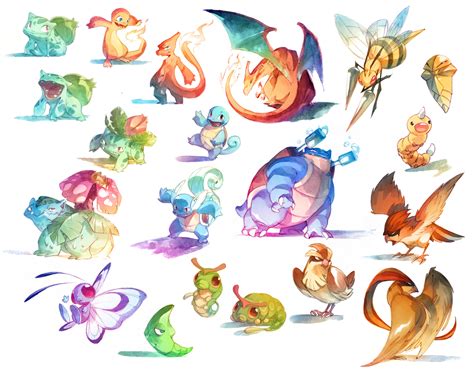 Watercolor Pokemon 001 018 By Nicholaskole On Deviantart