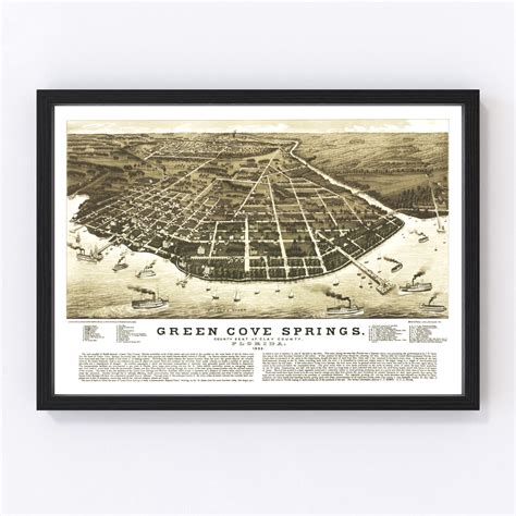 Vintage Map Of Green Cove Springs Florida 1885 By Teds Vintage Art