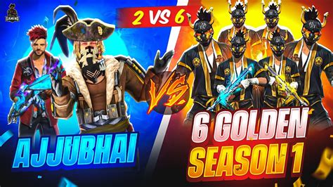 6 Gold Season 1 Vs Ajjubhai And Warrior🔥2 Vs 6 Best Clash Squad